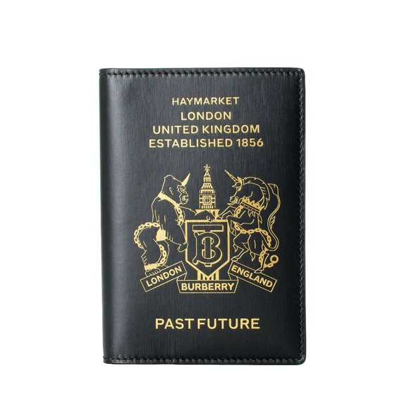 Burberry Black 100% Leather Passport Cover